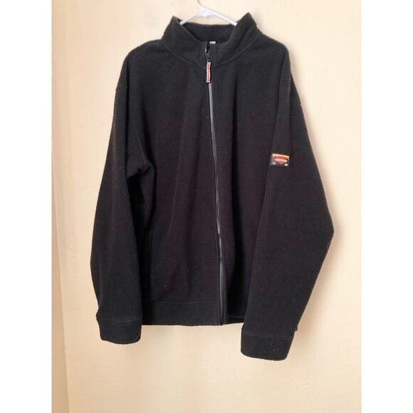 Orvis Men's Fleece Jacket Full Zip Size XXL Black Long Sleeve Deep Pile - Picture 2 of 7